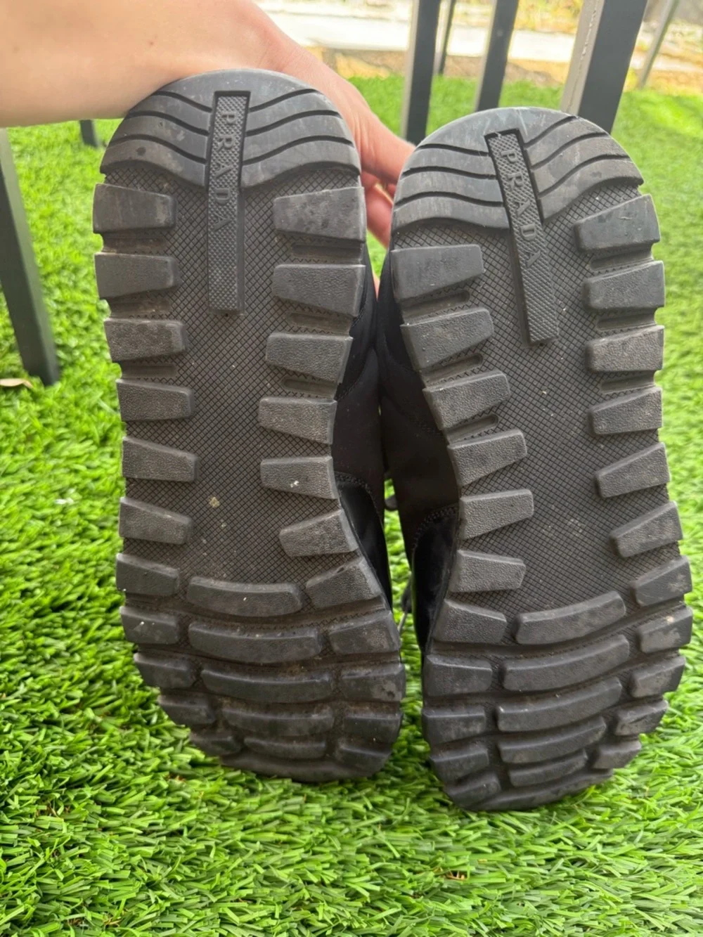 Prada Black Men's Low-Top Lace-Up Sneakers with Triangle Logo - Picture 6 of 6